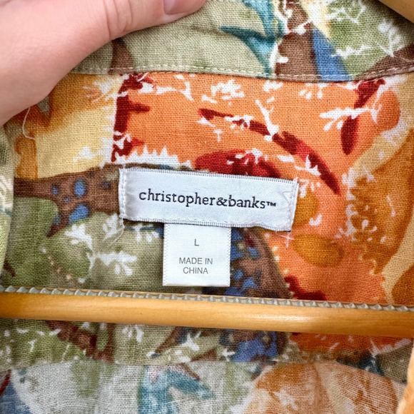 Christopher & Banks Abstract Fall Print Lightweight 3/4 Sleeve Jacket Sz L - Picture 10 of 11